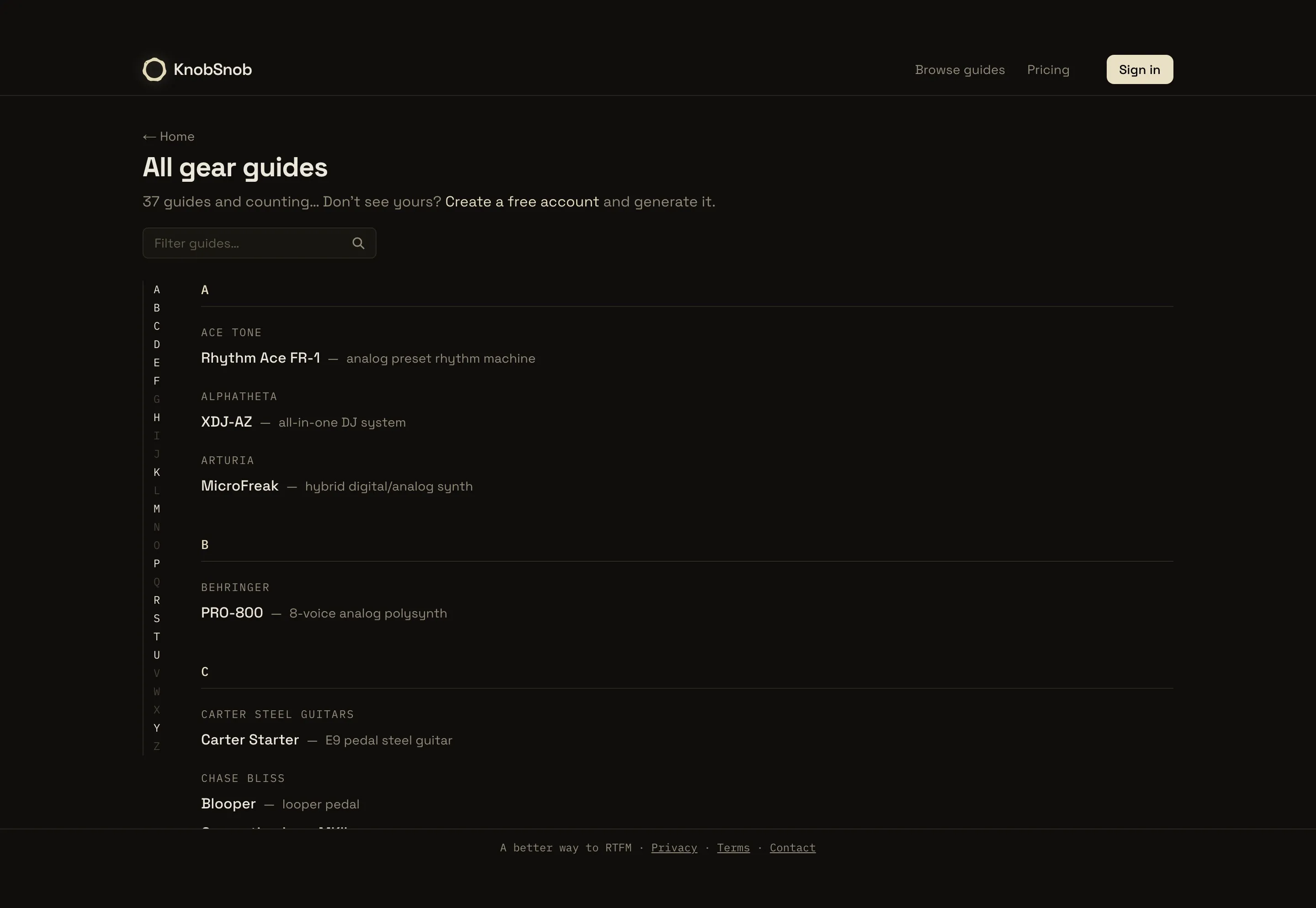 The All gear guides index (37 and counting)