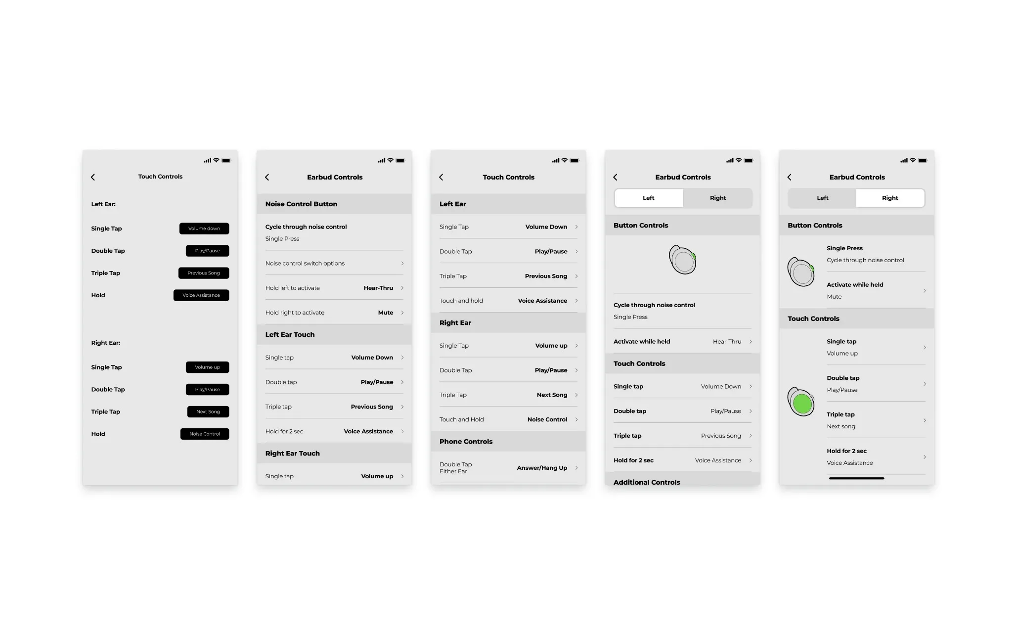 Core feature: earbud controls: Design Ideation