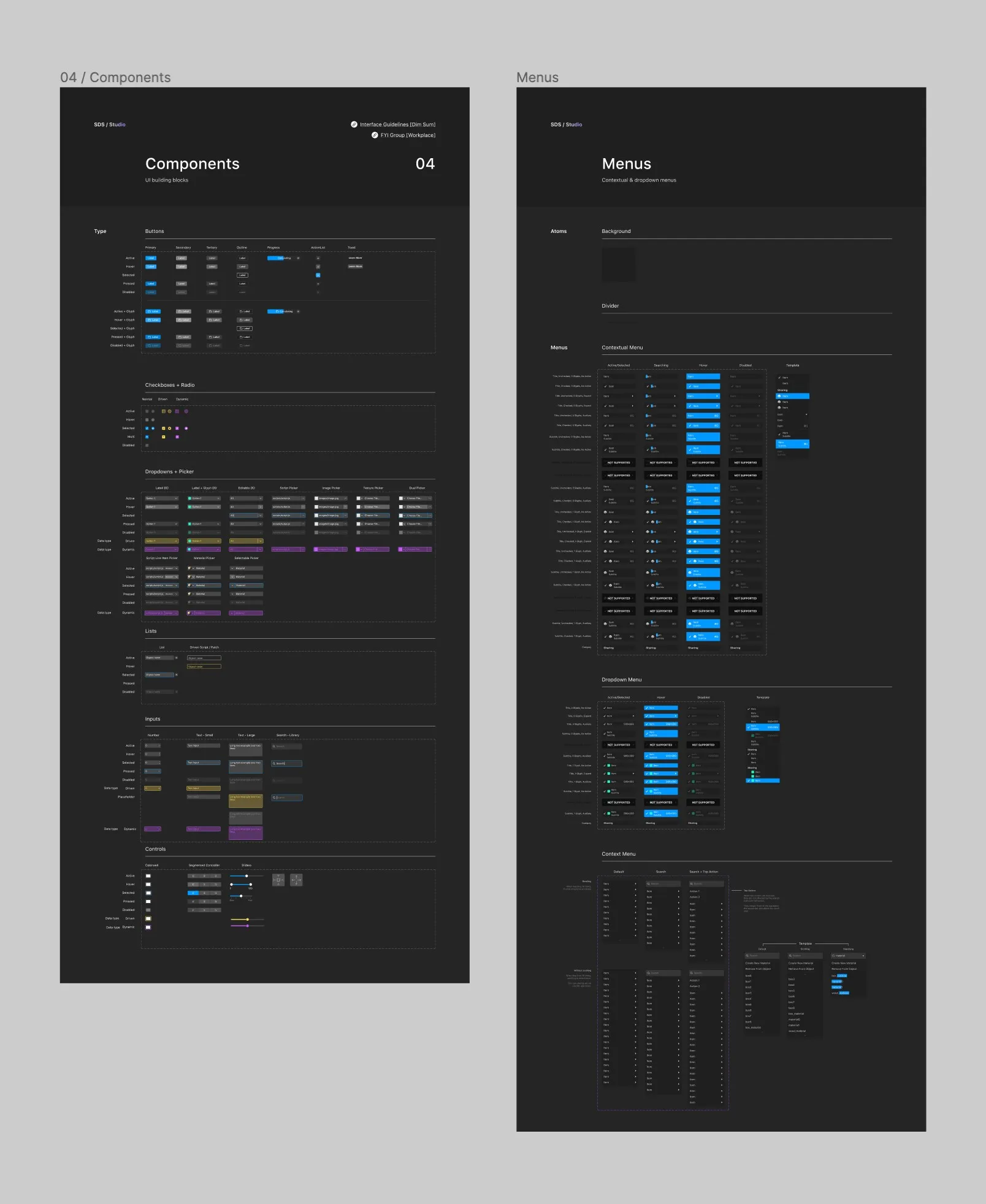 Graph Editor design-system pages: color, typography and component specs on top of Meta's system